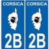 2B Corse du Sud autocollant plaque Corsica