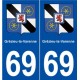 69 Grézieu-la-Varenne blason autocollant plaque stickers ville