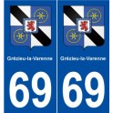 69 Grézieu-la-Varenne blason autocollant plaque stickers ville