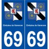 69 Grézieu-la-Varenne blason autocollant plaque stickers ville