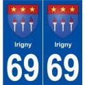 69 Irigny blason autocollant plaque stickers ville