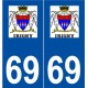 69 Irigny logo autocollant plaque stickers ville