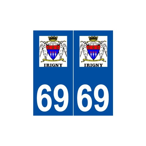 69 Irigny logo autocollant plaque stickers ville