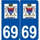 69 Irigny logo autocollant plaque stickers ville