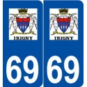 69 Irigny logo autocollant plaque stickers ville