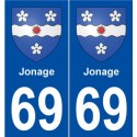 69 Jonage blason autocollant plaque stickers ville