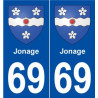 69 Jonage blason autocollant plaque stickers ville