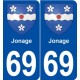 69 Jonage blason autocollant plaque stickers ville