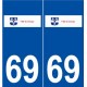 69 Jonage logo autocollant plaque stickers ville