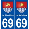 69 La Mulatière blason autocollant plaque stickers ville