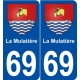 69 La Mulatière blason autocollant plaque stickers ville