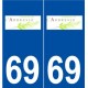 69 L'Arbresle logo autocollant plaque stickers ville