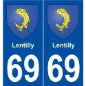 69 Lentilly blason autocollant plaque stickers ville