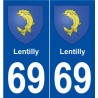 69 Lentilly blason autocollant plaque stickers ville