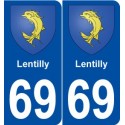 69 Lentilly blason autocollant plaque stickers ville