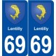 69 Lentilly blason autocollant plaque stickers ville