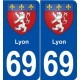 69 Lyon blason autocollant plaque stickers ville