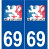 69 Lyon logo autocollant plaque stickers ville