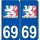 69 Lyon logo autocollant plaque stickers ville