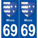 69 Mions blason autocollant plaque stickers ville