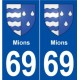 69 Mions blason autocollant plaque stickers ville
