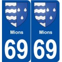 69 Mions blason autocollant plaque stickers ville