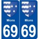 69 Mions blason autocollant plaque stickers ville