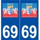 69 Mions logo autocollant plaque stickers ville