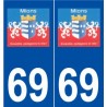 69 Mions logo autocollant plaque stickers ville