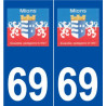 69 Mions logo autocollant plaque stickers ville