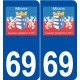 69 Mions logo autocollant plaque stickers ville