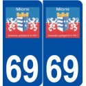 69 Mions logo autocollant plaque stickers ville