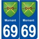 69 Mornant blason autocollant plaque stickers ville