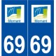 69 Mornant logo autocollant plaque stickers ville