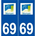 69 Mornant logo autocollant plaque stickers ville