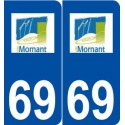 69 Mornant logo autocollant plaque stickers ville