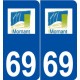 69 Mornant logo autocollant plaque stickers ville
