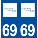 69 Neuville-sur-Saône logo autocollant plaque stickers ville