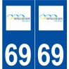 69 Neuville-sur-Saône logo autocollant plaque stickers ville