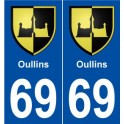 69 Oullins blason autocollant plaque stickers ville
