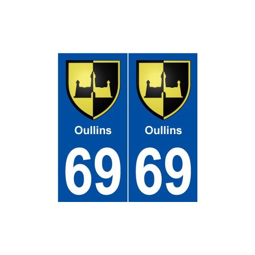 69 Oullins blason autocollant plaque stickers ville