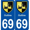 69 Oullins blason autocollant plaque stickers ville