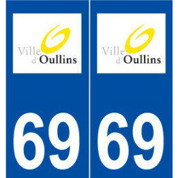 69 Oullins logo autocollant plaque stickers ville