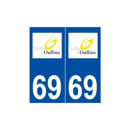 69 Oullins logo autocollant plaque stickers ville