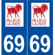 69 Rillieux-la-Pape logo autocollant plaque stickers ville