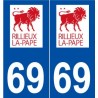 69 Rillieux-la-Pape logo autocollant plaque stickers ville