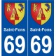 69-Saint-Fons stemma adesivo piastra adesivi città