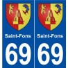69-Saint-Fons stemma adesivo piastra adesivi città