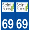 69 Saint-Fons logo autocollant plaque stickers ville