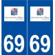 69 Saint-Genis-les-Ollières logo autocollant plaque stickers ville